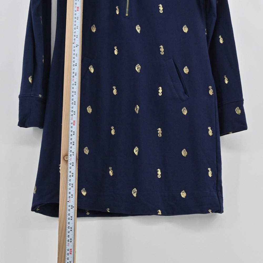 Lilly Pulitzer Skipper Ruffle Dress Womens Size XS Navy Gold Seahorse Cotton - Picture 5 of 14